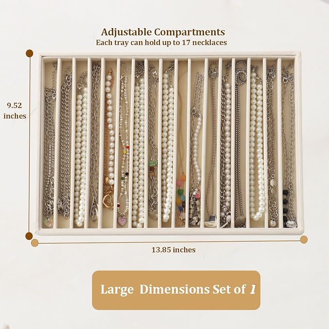 Large Jewelry Organizer for Drawer Insert Velvet Stackable Jewelry Trays for - Image 3