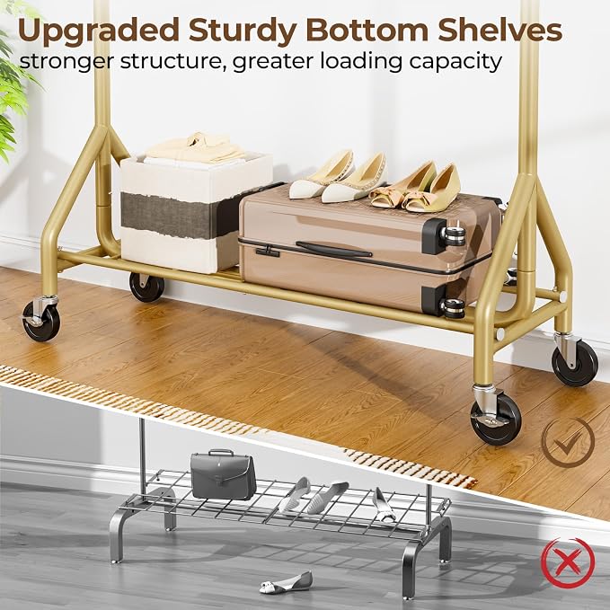 Heavy Duty Clothes Rack Load 450 LBS, Metal Garment Rack, Standing Rolling - Image 5