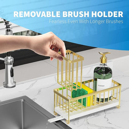 Cisily Gold Sponge Holder for Kitchen Sink, Sink Caddy Organizer - Image 3
