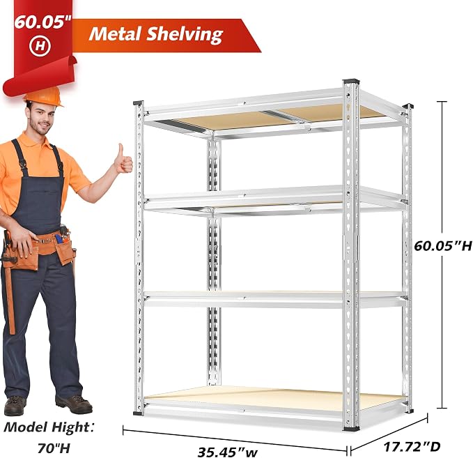 REIBII 60.05" H Storage Shelves 1840LBS Garage Shelving Heavy Duty Shelving 4 - Image 3