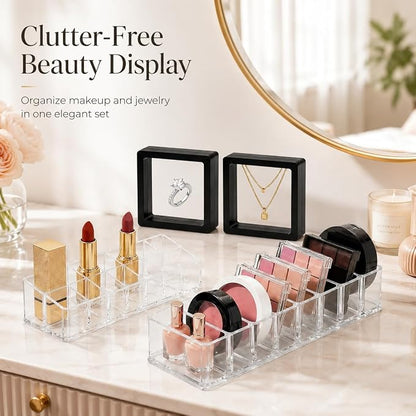 Acrylic Makeup Organizer Set for Vanity, 3-Piece Clear Cosmetic Storage Holder - Image 5