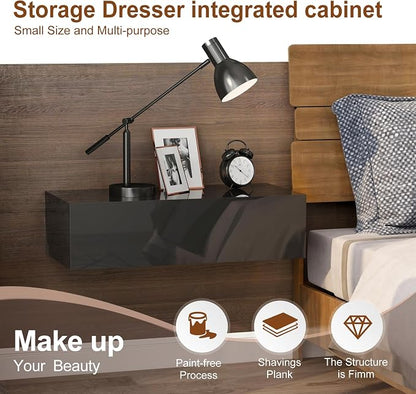 HedoAjim Black Modern Floating Wall Mounted Nightstand - Image 5