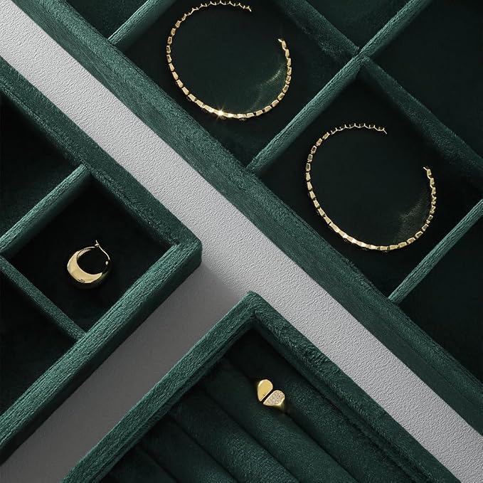 Velvet Stackable Jewelry Display Tray, 24 Grid Earring Ring Storage Tray - Image 7