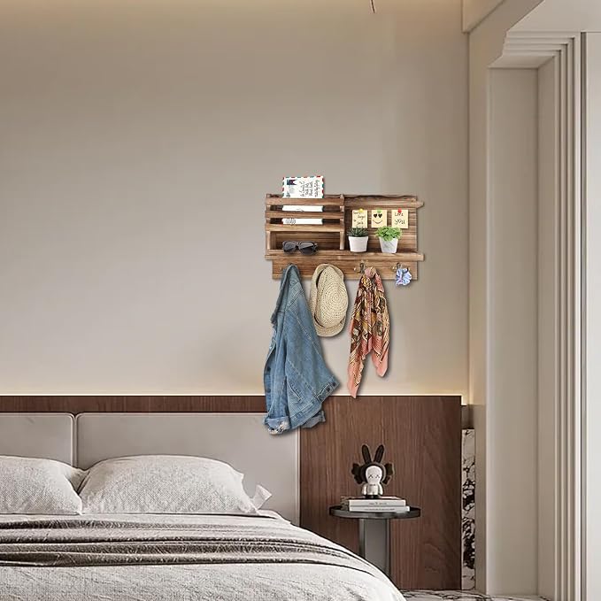 Key Holder Wall Mount, Solid Wood Key and Mail Organizer - Image 6