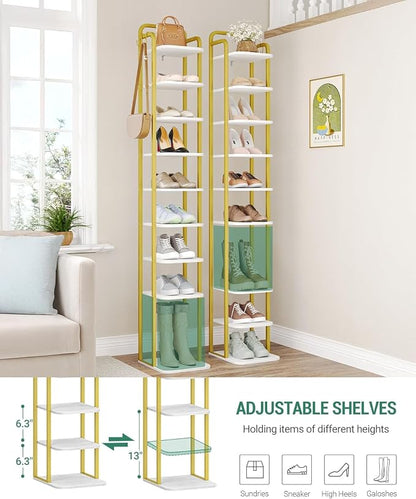 Hzuaneri 10 Tiers Vertical Shoe Rack, Narrow Shoe Tower, Tall Shoes Shelf - Image 4