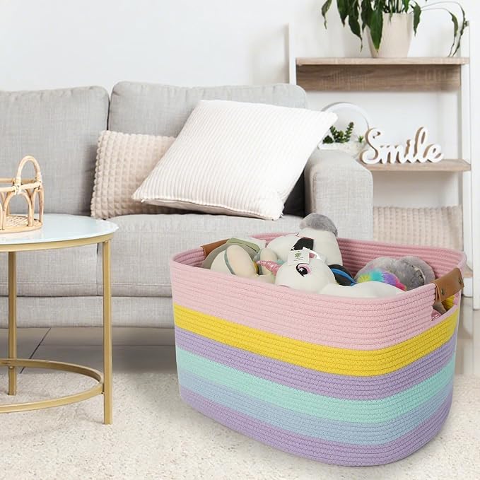 danpinera Large Laundry Basket, 108L Rectangle Woven Baskets - Image 3