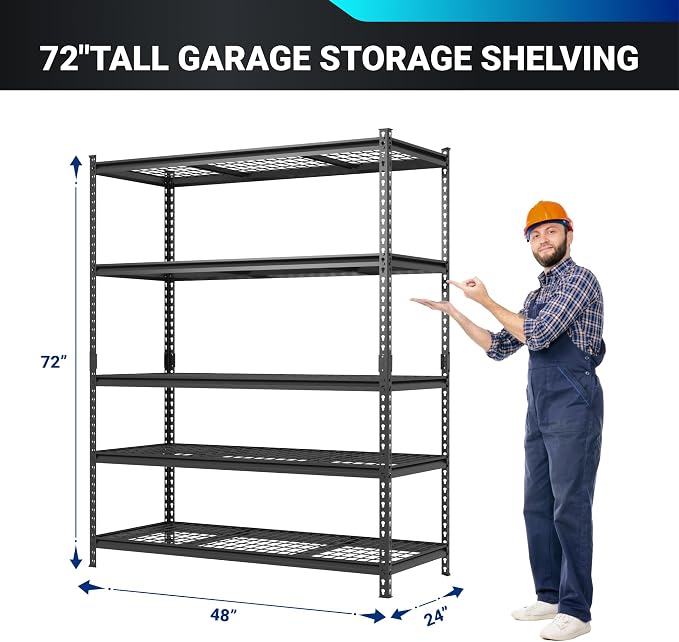 FLEXIMOUNTS Garage Shelving, Heavy Duty Shelving 2000 lbs, 5-Tier Garage - Image 2