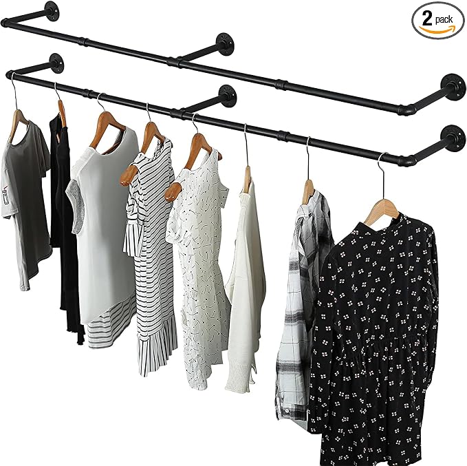 Oroonoko 2 Pack 72inch Industrial Pipe Clothes Garment Rack Ceiling Mount by Oroonoko