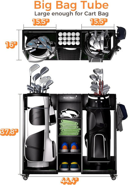 Wooden Golf Storage Organizer for Garage, Premium Golf Bag Holder Rack for - Image 4