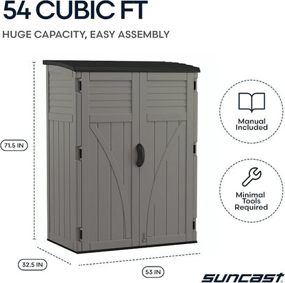 Suncast Outdoor Storage Cabinet Waterproof Resin Vertical Outdoor Storage Shed - Image 9