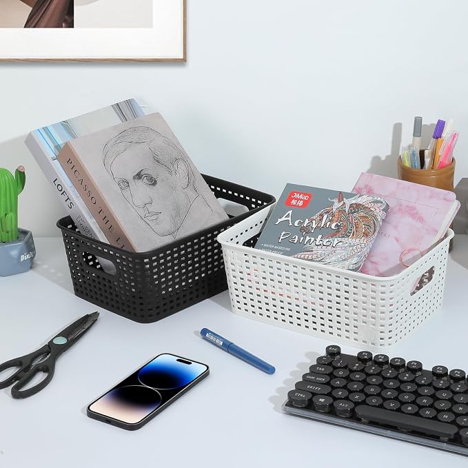 AREYZIN Plastic Storage Baskets Set of 6 Sturdy Small Organizer Plastic Storage - Image 2