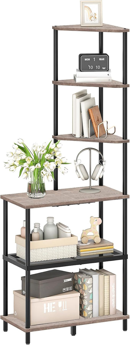 6-Tier Corner Shelf, Industrial Corner Bookshelf - Image 9