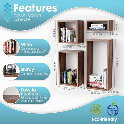 Wall Mount Shelf Set of 4, Floating Cube Shelves - Image 3