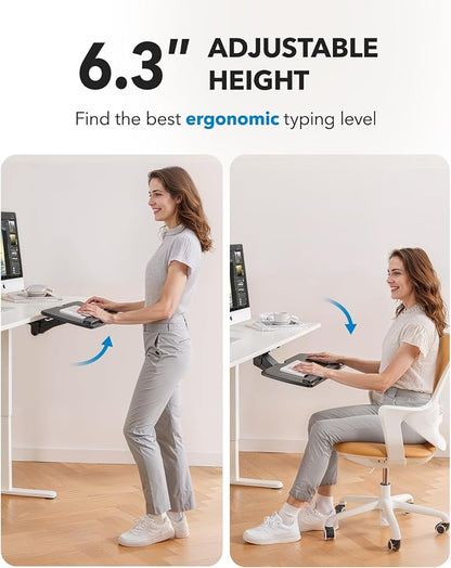 HUANUO Keyboard Tray Under Desk, 360 Adjustable Under Desk Keyboard Tray Slide - Image 2