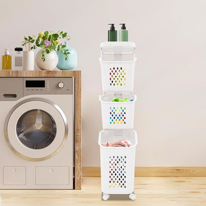 3 Tier Laundry Basket Holder, Utility Laundry Basket - Image 3