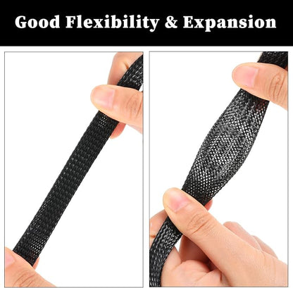 Xuniea 96ft Wire Loom Braided Cable Sleeve Covers Cord Management - Image 3