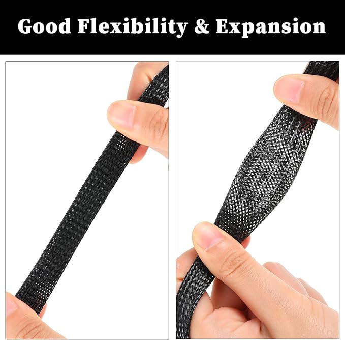 Xuniea 96ft Wire Loom Braided Cable Sleeve Covers Cord Management - Image 3