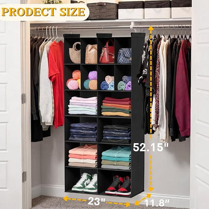Ofiray-home 6 Tier Hanging Closet Organizer, 16 Compartments Sweater Organizer - Image 3