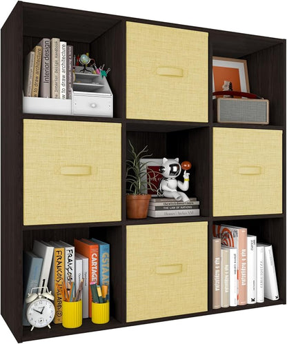 PrimeZone Stackable 9 Cube Storage Organizer: Wood Cubes Shelf Fits Cubby Bins by PrimeZone