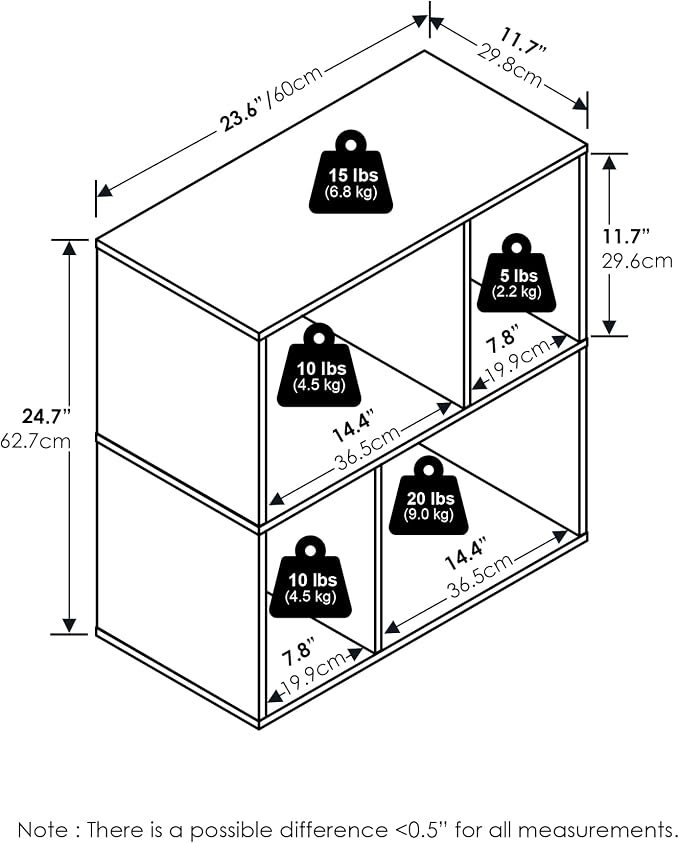 Furinno DALY Book Shelf, 4-Cube Bookshelf, Cube Storage Organizer Bookcase - Image 3