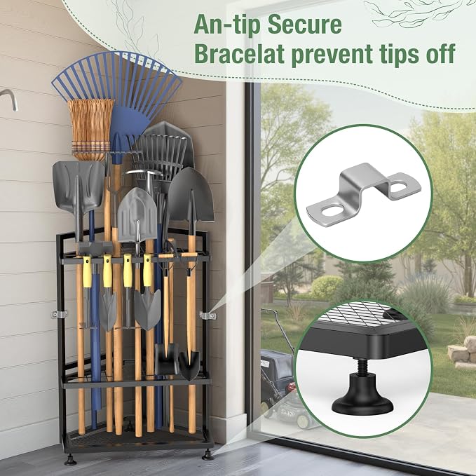 Garden Tool Organizer for Corner, Metal Yard Tool Organizer for Long-Handled - Image 5