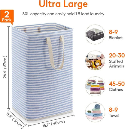 Lifewit 2 Pack Laundry Basket 80L Each, Collapsible Clothes Hamper - Image 4
