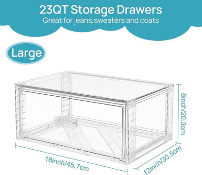 Vtopmart 2 Pack Large Clear Stackable Storage Drawers 23QT, Easily Assemble - Image 3