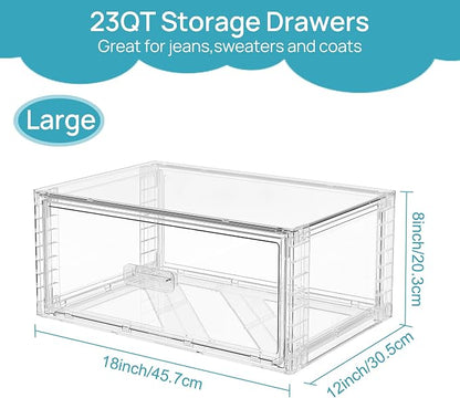 Vtopmart 6 Pack Large Clear Stackable Storage Drawers 23QT, Easily Assemble - Image 3