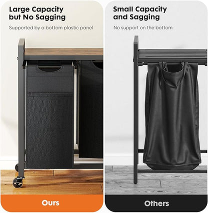 DUMOS Laundry Sorter 4 Section, 4 x 10.6Gal Rolling Laundry Basket - Image 4