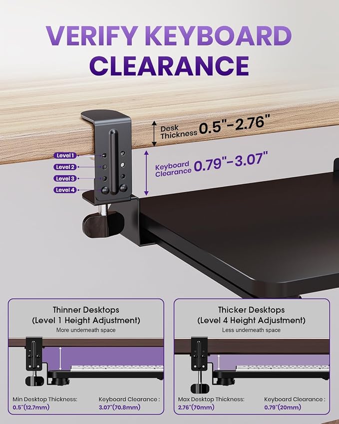 Ergonomic Keyboard Tray Under Desk, Pull Out - Image 7