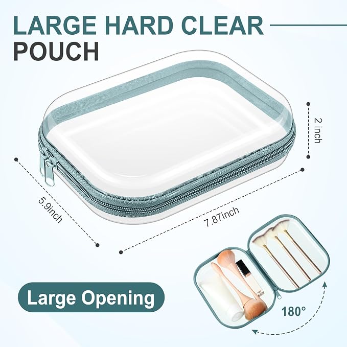 Sanwuta 6 Pcs Clear Hard Zipper Case Hard Plastic Zipper Pouches Transparent - Image 2