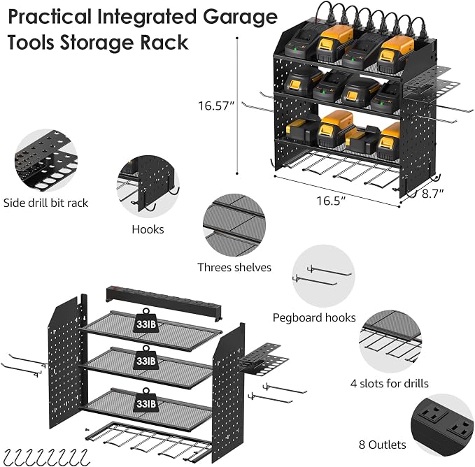 CCCEI Modular Pegboard Rack Power Tool Organizer - Image 4