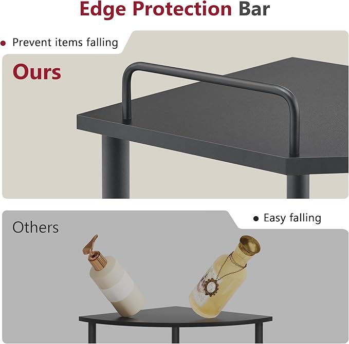 Tajsoon 3 Tier Corner Shelf Stand, Standing Corner Shelf Unit, Industrial - Image 4