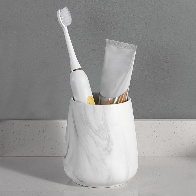 Marble White Toothbrush Holder for Bathroom - Image 2