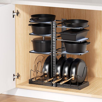 LAMU Pots and Pans Organizer under Cabinet, Adjustable Height Up to 24'' by YourHome-OrganizationHelper
