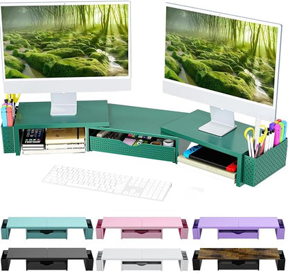 Spacrea Metal Desk Organizers and Accessories, Dual Monitor Stand Riser by Spacrea