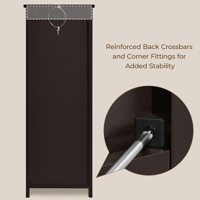 Yaheetech Bathroom Storage Cabinet, Espresso | Narrow Freestanding Organizer - Image 9