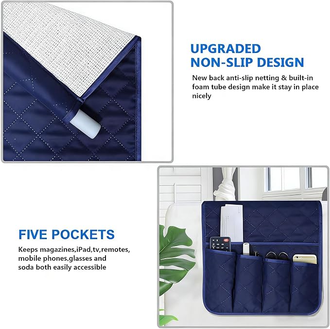 Sofa Armrest Organizer Non-Slip Arm Chair Bedside Caddy Storage Organizer - Image 2