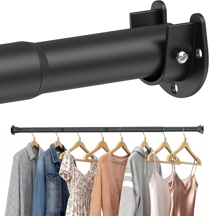 Heavy Duty Closet Rod, Adjustable 17-100 in, 1.3" Diameter | Black, Suitable by DwelSpire