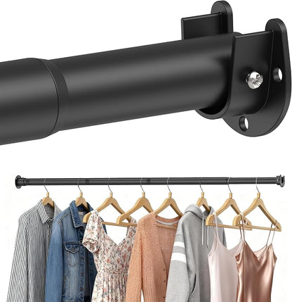 Heavy Duty Closet Rod, Adjustable 17-74 in, 1.3" Diameter | Black, Suitable by DwelSpire