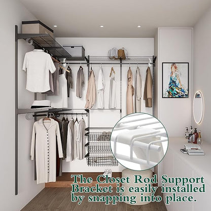 4Pcs Hanging Closet Rod Support, 3/4 Closet Shelf Rod Holder, Sturdy J-Shaped - Image 5