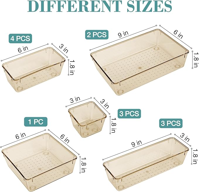 13 PCS Drawer Organizer Set, 5 Varied Size Bathroom and kitchen Drawer cabinet - Image 2