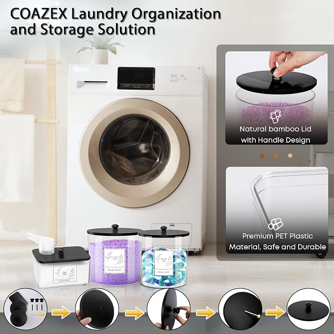 3 Pack Laundry Powder Container & Dryer Sheet Holder, Plastic Laundry Room - Image 4