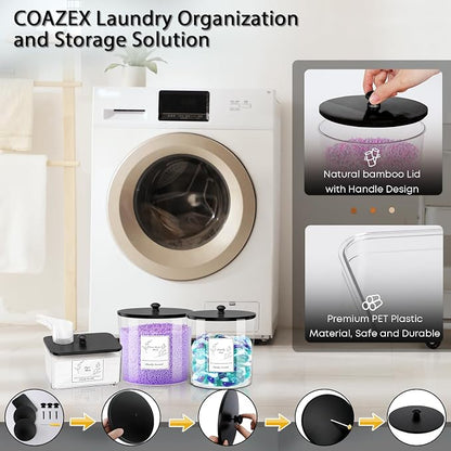 3 Pack Laundry Powder Container & Dryer Sheet Holder, Plastic Laundry Room - Image 4
