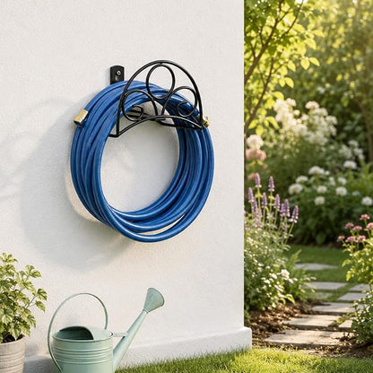Metal Garden Hose Holder Wall Mounted Water Black Hose Holder - Image 2