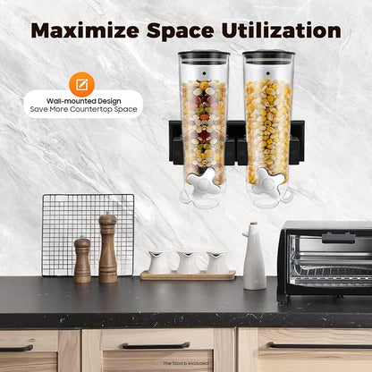 2 Pack Cereal Dispensers, Cereal Containers Storage, Wall-mounted Food Dispenser - Image 6