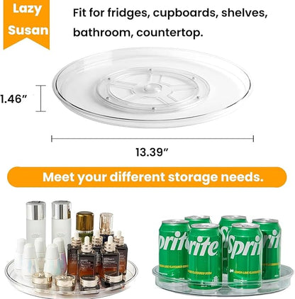 vacane 4 Pack Turntable Organizer Non-Skid, Large 13" Cabinet Lazy Susan Clear - Image 2