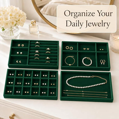 4 Pack Stackable Jewelry Organizer Tray Set - Image 2
