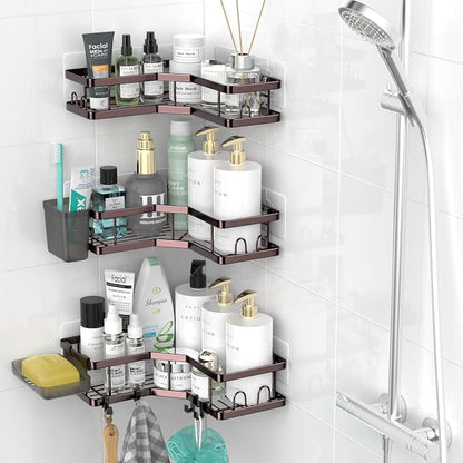 AKTECKE Corner Shower Caddy Organizer Shelf: Adhesive No Drilling Shower Rack - Image 2