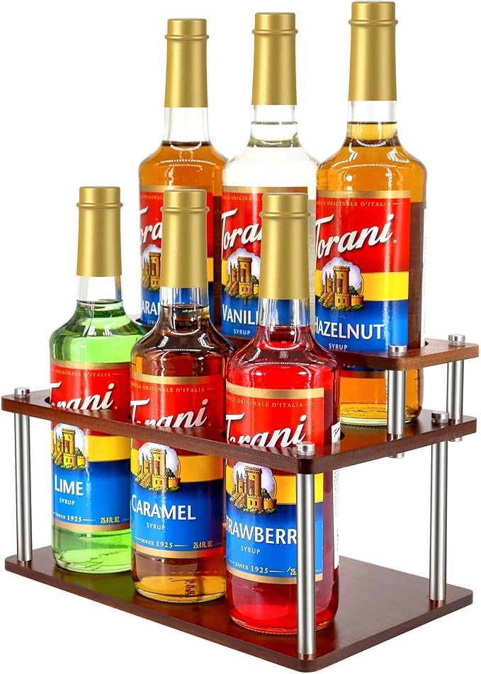 Coffee Syrup Organizer Rack, 2-Tier Coffee Syrup Stand Holder by SHILFID